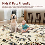 Ultra Soft Area Rug, Non Slip, Stain Resistant, Washable Area Rugs for Living Room, Bedroom, Elegant Beige Floral Area with Artistic Hand Painted Design(Ivory)