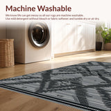 Ultra Soft Area Rug, Non Slip, Stain Resistant, Washable Area Rugs for Living Room, Bedroom, Sleek Geometric Linear Motif(Gray)