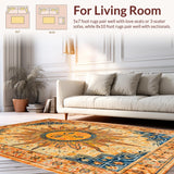 Ultra Soft Area Rug, Non Slip, Stain Resistant, Washable Area Rugs for Living Room, Bedroom, Dynamic Bright Sunray Illustration(Orange)