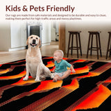 Ultra Soft Area Rug, Non Slip, Stain Resistant, Washable Area Rugs for Living Room, Bedroom, Sizzling Vibrant Lava Inspired Geometry(Red)