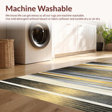 Ultra Soft Area Rug, Non Slip, Stain Resistant, Washable Area Rugs for Living Room, Bedroom, Artistic Textured Linear Design(Gold)