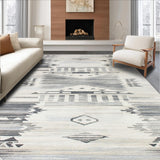 Ultra Soft Area Rug, Non Slip, Stain Resistant, Washable Area Rugs for Living Room, Bedroom, Abstract Grey and Cream Tumble Pattern Rug with Distressed Tribal Motifs(Gray)
