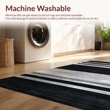 Ultra Soft Area Rug, Non Slip, Stain Resistant, Washable Area Rugs for Living Room, Bedroom, Bold Monochrome Striped Area Rug for Versatile Decor Accents(Black)