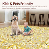 Ultra Soft Area Rug, Non Slip, Stain Resistant, Washable Area Rugs for Living Room, Bedroom, Bright Cheerful Flower Aesthetic(Beige)