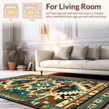 Ultra Soft Area Rug, Non Slip, Stain Resistant, Washable Area Rugs for Living Room, Bedroom, Vibrant Southwestern Geometric Artwork(Brown)