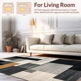 Ultra Soft Area Rug, Non Slip, Stain Resistant, Washable Area Rugs for Living Room, Bedroom, Abstract Earth Tone Geometric Art(Black)
