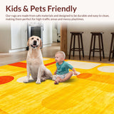 Ultra Soft Area Rug, Non Slip, Stain Resistant, Washable Area Rugs for Living Room, Bedroom, Retro Vibrant Geometric Motif(Yellow)