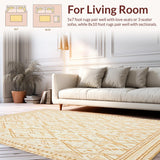 Ultra Soft Area Rug, Non Slip, Stain Resistant, Washable Area Rugs for Living Room, Bedroom, Contemporary Boho Diamond Pattern with Artistic Tan Lines and Modern Accents(Beige)