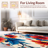 Ultra Soft Area Rug, Non Slip, Stain Resistant, Washable Area Rugs for Living Room, Bedroom, Hibiscus Paradise Floral Area With UV Protection For Garden Patios(White)