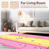 Ultra Soft Area Rug, Non Slip, Stain Resistant, Washable Area Rugs for Living Room, Bedroom, Delightful Pastel Fun Motif(Pink)