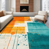 Ultra Soft Area Rug, Non Slip, Stain Resistant, Washable Area Rugs for Living Room, Bedroom, Lively Modern Abstract Expressionism(Orange)