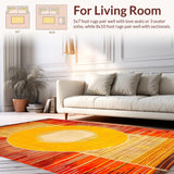 Ultra Soft Area Rug, Non Slip, Stain Resistant, Washable Area Rugs for Living Room, Bedroom, Unique Sunlit Geometric Arrangement(Orange)