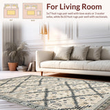 Ultra Soft Area Rug, Non Slip, Stain Resistant, Washable Area Rugs for Living Room, Bedroom, Geometric Diamond Pattern Elegance(Beige)