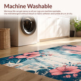 Ultra Soft Area Rug, Non Slip, Stain Resistant, Washable Area Rugs for Living Room, Bedroom, Machine Washable Floral Dining Room Accent Rug(Pink)