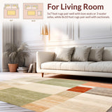 Ultra Soft Area Rug, Non Slip, Stain Resistant, Washable Area Rugs for Living Room, Bedroom, Abstract Color Block Area Featuring Earthy Tones and Dynamic Burst(Beige)