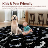 Ultra Soft Area Rug, Non Slip, Stain Resistant, Washable Area Rugs for Living Room, Bedroom, Spooky Black Halloween Decor(Black)