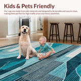 Ultra Soft Area Rug, Non Slip, Stain Resistant, Washable Area Rugs for Living Room, Bedroom, Elegant Abstract Teal Grey Composition(Blue)