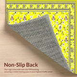 Ultra Soft Area Rug, Non Slip, Stain Resistant, Washable Area Rugs for Living Room, Bedroom, Floral Inspired Yellow Decorative Floor for Homes(Yellow)