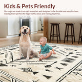 Ultra Soft Area Rug, Non Slip, Stain Resistant, Washable Area Rugs for Living Room, Bedroom, Boho Bliss Indoor/ Beige Runner Durable &(Beige)