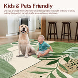 Ultra Soft Area Rug, Non Slip, Stain Resistant, Washable Area Rugs for Living Room, Bedroom, Geometric Abstract Animal Inspired Area with Nature Motifs(Green)