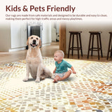 Ultra Soft Area Rug, Non Slip, Stain Resistant, Washable Area Rugs for Living Room, Bedroom, Artful Beige Contemporary Geometric Non Slip Modern Decor(Beige)