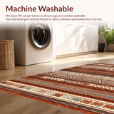 Ultra Soft Area Rug, Non Slip, Stain Resistant, Washable Area Rugs for Living Room, Bedroom, Elegant Linear Motif with Warmth(Brown)