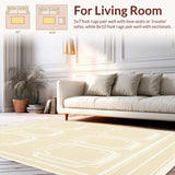 Ultra Soft Area Rug, Non Slip, Stain Resistant, Washable Area Rugs for Living Room, Bedroom, Contemporary Arch Area Elegant Neutral Print(Beige)