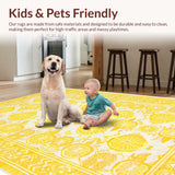 Ultra Soft Area Rug, Non Slip, Stain Resistant, Washable Area Rugs for Living Room, Bedroom, Rustic Cozy Modern Motif(Yellow)
