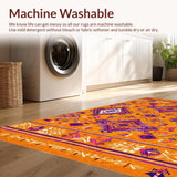 Ultra Soft Area Rug, Non Slip, Stain Resistant, Washable Area Rugs for Living Room, Bedroom, Artful Reversible Rustic Charm(Orange)