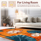 Ultra Soft Area Rug, Non Slip, Stain Resistant, Washable Area Rugs for Living Room, Bedroom, Rustic Earthy Lotus Print(Orange)