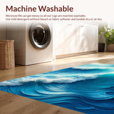 Ultra Soft Area Rug, Non Slip, Stain Resistant, Washable Area Rugs for Living Room, Bedroom, 3D Ocean Wave Bedroom Rug for Coastal Decor(Blue)