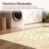 Tranquil Medallion Area with Ornate Scrolls and Classic Filigree Motifs(Beige)