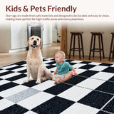 Ultra Soft Area Rug, Non Slip, Stain Resistant, Washable Area Rugs for Living Room, Bedroom, Vintage Checkerboard Living Room Area Rug(Black)