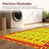 Ultra Soft Area Rug, Non Slip, Stain Resistant, Washable Area Rugs for Living Room, Bedroom, Bright Eclectic Circular Artistry(Yellow)
