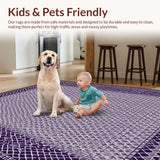 Ultra Soft Area Rug, Non Slip, Stain Resistant, Washable Area Rugs for Living Room, Bedroom, Luxurious Abstract Checkerboard Style(Purple)
