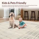 Ultra Soft Area Rug, Non Slip, Stain Resistant, Washable Area Rugs for Living Room, Bedroom, Modern Neutral Textured Woven Area(Beige)