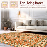 Ultra Soft Area Rug, Non Slip, Stain Resistant, Washable Area Rugs for Living Room, Bedroom, Bold Abstract Expressionist Theme(Orange)