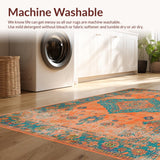 Ultra Soft Area Rug, Non Slip, Stain Resistant, Washable Area Rugs for Living Room, Bedroom, Vibrant Teal and Orange Artistic Pattern(Orange)