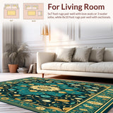Ultra Soft Area Rug, Non Slip, Stain Resistant, Washable Area Rugs for Living Room, Bedroom, Living Rug Peacock Garden Easy Clean Carpet(Blue)