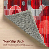 Ultra Soft Area Rug, Non Slip, Stain Resistant, Washable Area Rugs for Living Room, Bedroom, Contemporary Colorful Symmetrical Motif(Red)
