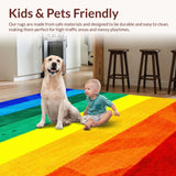 Ultra Soft Area Rug, Non Slip, Stain Resistant, Washable Area Rugs for Living Room, Bedroom, Sleek Modern Rainbow Accents(Blue)