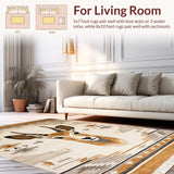 Ultra Soft Area Rug, Non Slip, Stain Resistant, Washable Area Rugs for Living Room, Bedroom, Stylish Rustic Patterned Textiles(Beige)