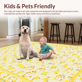 Ultra Soft Area Rug, Non Slip, Stain Resistant, Washable Area Rugs for Living Room, Bedroom, Artistic Daisy Design with Luxurious Touch(Beige)