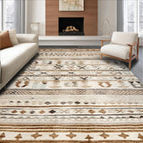 Ultra Soft Area Rug, Non Slip, Stain Resistant, Washable Area Rugs for Living Room, Bedroom, Elegant Curved Boho Design(Beige)