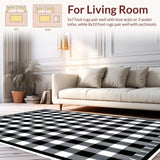 Ultra Soft Area Rug, Non Slip, Stain Resistant, Washable Area Rugs for Living Room, Bedroom, Classic Checkered Black and White Nursery Rug(Black)