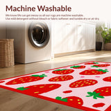 Ultra Soft Area Rug, Non Slip, Stain Resistant, Washable Area Rugs for Living Room, Bedroom, Soft Absorbent Retro Fruit Pattern(Red)