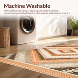 Ultra Soft Area Rug, Non Slip, Stain Resistant, Washable Area Rugs for Living Room, Bedroom, Elegant Ogee Patterned Textile(Orange)