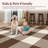 Ultra Soft Area Rug, Non Slip, Stain Resistant, Washable Area Rugs for Living Room, Bedroom, Rustic Earthy Checked Aesthetic(Brown)