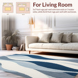 Ultra Soft Area Rug, Non Slip, Stain Resistant, Washable Area Rugs for Living Room, Bedroom, Elegant Area Rug Coastal Breeze Design(Blue)