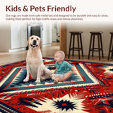 Ultra Soft Area Rug, Non Slip, Stain Resistant, Washable Area Rugs for Living Room, Bedroom, Primitive Brown Waterproof Country Kitchen Comfort Rug(Red)